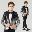 Children's gradient Sequin suit  Boys Dress Catwalk Costume Sequins Small Host Stage Model Handsome Children's Clothing jacket
