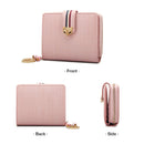 FOXER Card Holder Split Leather Women&#39;s Wallets Designer Coin Purse Girl&#39;s Zipper Wallet High Quality Short Wallet with Pendant