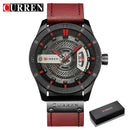 CURREN Men Military Sports Watches Men's Quartz Date Clock Man Casual Leather Wristwatches  Relogio Masculino