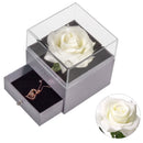 Girls Gift Natural Preserved Rose Jewelry Box /w Love Necklace Eteternal Flowers Jewelry Storage Case Birthday Gifts for Women