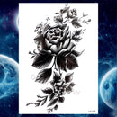 Pegatinas de tatuaje temporal de estilo veraniego, pluma de flor rosa para mujer, tatuajes falsos para hombre, tatuajes artísticos para brazo corporal, Lobo Tribal, León, Henna
