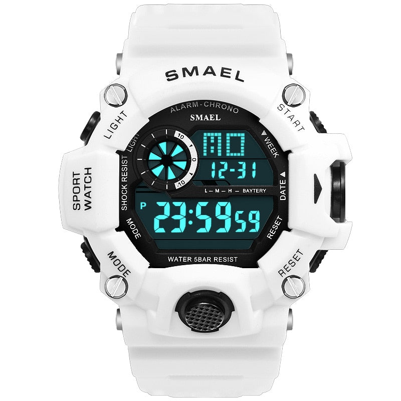 Reloj para hombre 50m resistente al agua SMAEL reloj de lujo para hombre relojes luminosos LED reloj de camuflaje banda 1385C relojes de pulsera digitales militares