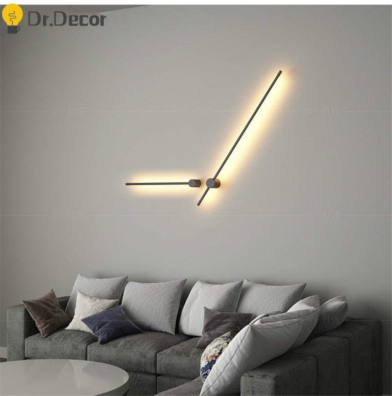 Lámpara de pared LED minimalista nórdica, moderna, creativa, sencilla, para sala de estar, decoración del hogar, sofá, Fondo, luz de pared, lámparas de noche para dormitorio