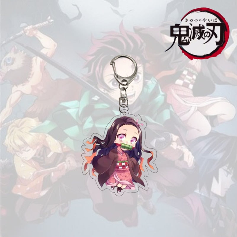 LLavero de Anime Demon Slayer acrílico Kimetsu no Yaiba Blade of Ghost llaveros llavero con cadena accesorios de joyería regalos