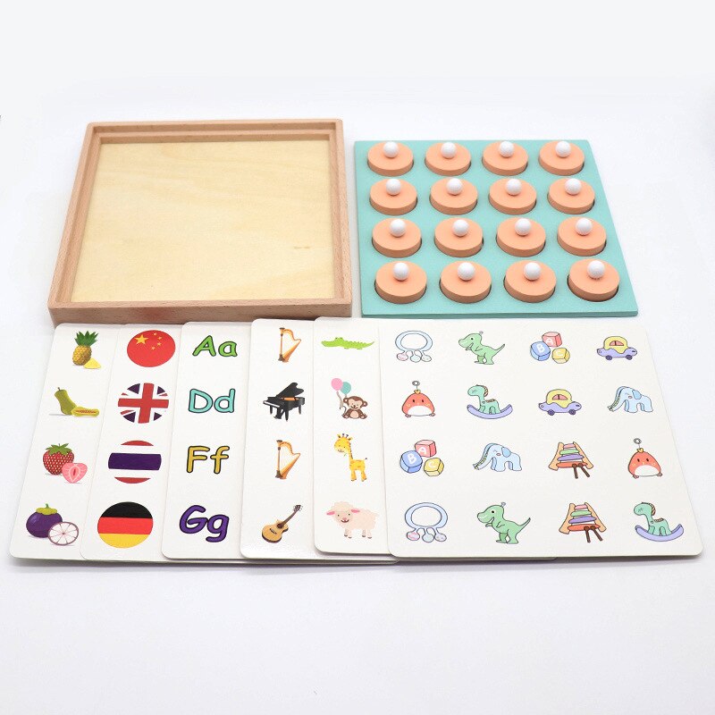 Montessori Memory Match Schachspiel 3D-Puzzles aus Holz, frühes pädagogisches Familienfest, lässiges Interaktionsspiel, Spielzeug für Kinder, Kinder