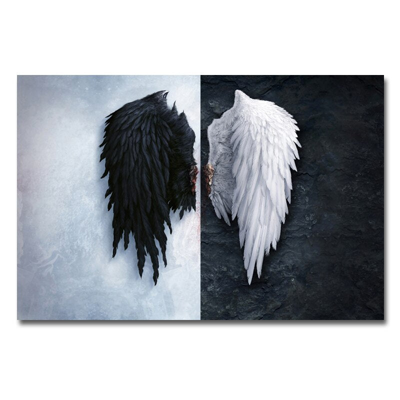 Modern Angel Wings Feather Wall Art Canvas Prints Pinturas en la pared Imagen para el póster de la sala de estar e impresiones Sin marco