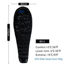 AEGISMAX 95% White Goose Down Mummy Camping Sleeping Bag Cold Winter Ultralight Baffle Design Camping Splicing FP800 G1-G5