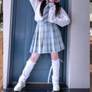 Solid White Harajuku Girl Leg Warmers Y2k Lady Plastic Buckle Knee Sweet Leg Warmer Student Korean Fashion Draw String Long Sock