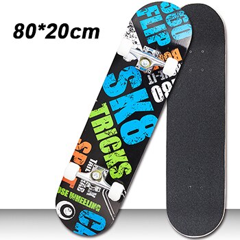 Jusenda Skateboard Double Rocker 80cm Jungen Mädchen Mini Longboard Komplett Teenager Skateboard Ahorn Deck mit Kugellager Räder