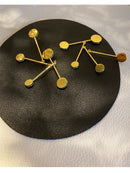 Brass With 18K Gold Crystal Geo Balance Statement Drop Earrings Women Jewelry Punk Party Sweety Gown Runway Boho Korean Japan