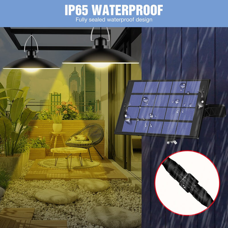 Outdoor Waterproof Double Head Solar Light LED Camping Lamp 15W 20W Emergency Lamp With Solar Panel Hanging For Garden courtyard