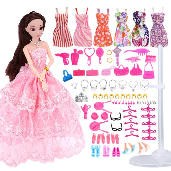 Puppe mit 83 Zubehör DIY Dressup Spielzeug für Mädchen Fashionista Ultimate Fashion Princess Dolls Set