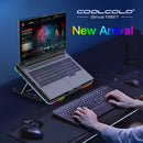 Coolcold RGB Licht Basis Kühler Notebook Sechs LED Lüfter 10-15.6 Zoll Gaming Laptop Kühler Kühlpad mit Telefonhalter