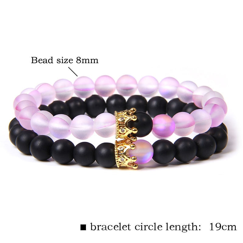 Pulsera con cuentas de piedra lunar de 8mm para Mujeres Hombres Chakra Yoga piedra brillante pulsera con abalorios pulsera hecha a mano joyería