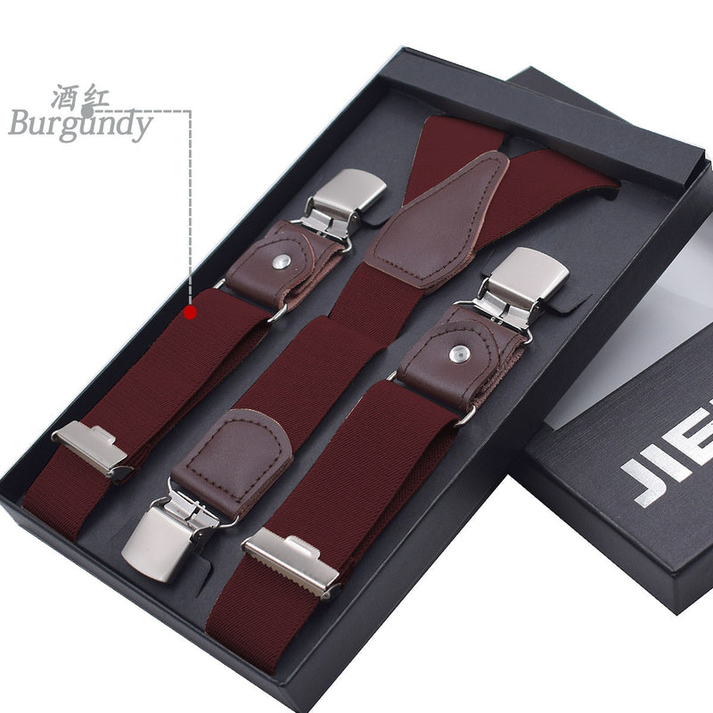 Genuine Leather Men's Suspenders  3/6 Clips Braces Suspensor Adjustable Belt Strap Bretelles Vintage Male Garter For Shirt