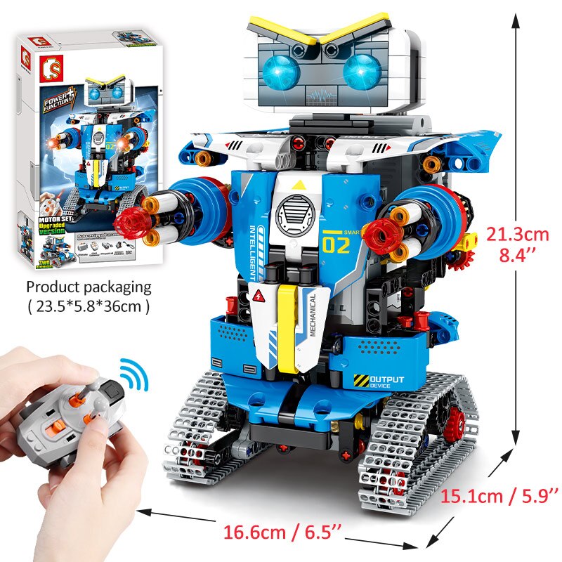 Ciudad técnica RC Robot transformación carreras coche bloques de construcción Control remoto Robot arma ladrillos juguetes para niños