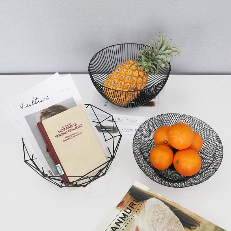 Tazones de metal para almacenamiento de frutas y verduras, soporte para cestas de huevos de cocina, minimalismo nórdico