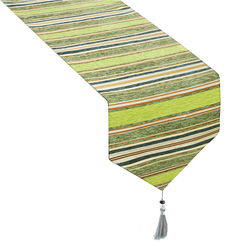 Topfinel Table Runners Colorful Stripes With Tassels Chenille Canvas Fabric Wedding Tablecloth For Outdoor Home Decor.