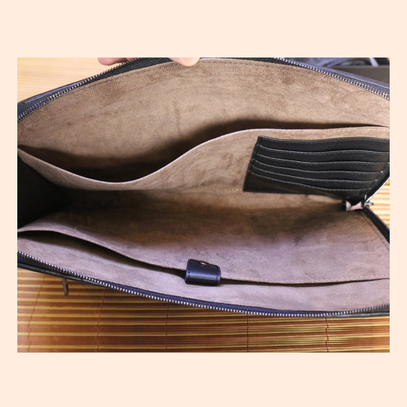 Herrenhandtasche 100% echtes Leder große Kapazität A4 Luxusmarke gewebte Tasche Business einfacher Stil klassische Umschlagtasche neu