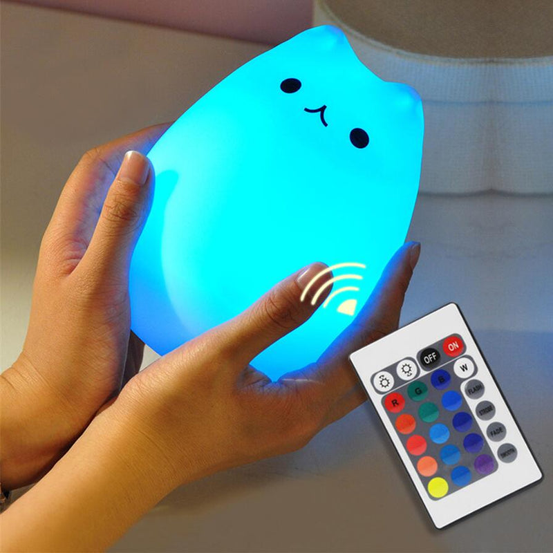 Remote Control Silicone LED Night Light Bedside Lamp Bear Color Light Children Cute Night Lamp Bedroom Kid Light Gift Toy