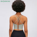 SHINBENE UPATED 2.0 Gym-Lauftops Damen Weiche Nylon Fitness Yoga Sport-BHs Tops Anti-Schweiß Gepolsterter Workout-BH