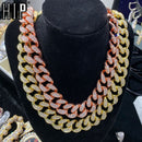 Hip Hop 1Set 20MM Full Iced Out gepflasterte Strasssteine ​​Miami Curb Cuban Chain CZ Bling Rapper Halsketten für Herrenschmuck