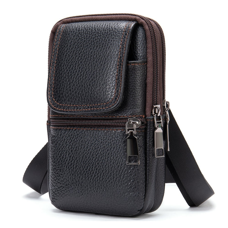 WESTAL Small Men&#39;s Bag Genuine Leather Flap Phone Belt Pouch Men&#39;s Shoulder Bags Men Leather Crossbody Bags Over The Shoulder