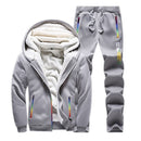 Tracksuits Men Sweatshirt Sporting Sets Winter Warm Thick Casual Fleece Suit Jacket+Pants 2PCS Men&
