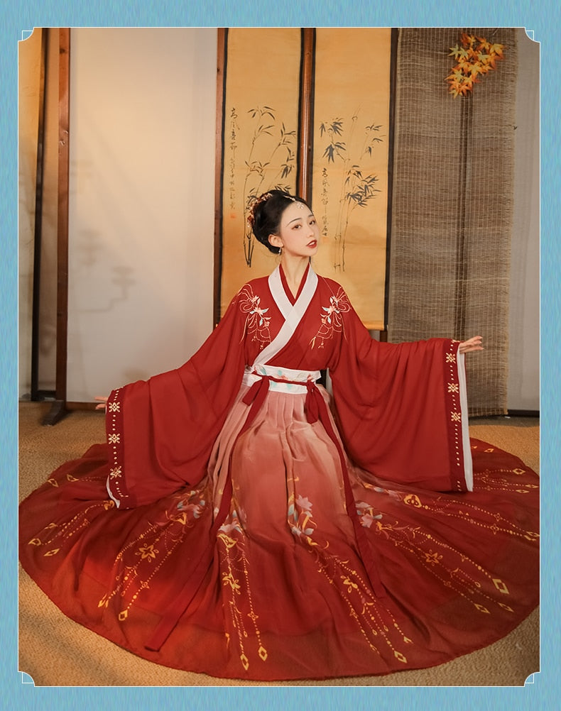 Traditionelles chinesisches Hanfu-Kostüm, Frau, altes Han-Dynastie-Kleid, orientalisches Prinzessinnenkleid, Dame, Eleganz, Tang-Dynastie, Tanzabnutzung