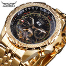 Jaragar 2017 Flying Series Golden Bezel Scale Dial Design Stainless Steel Mens Watch Top Brand Luxury Automatic Mechanical Watch