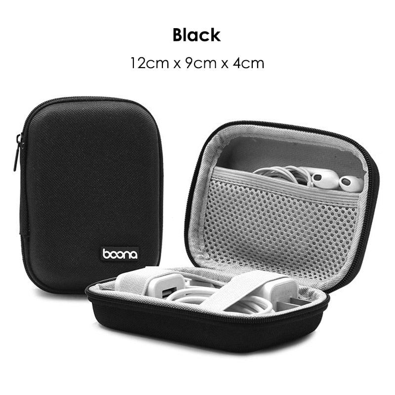 Bolsa de almacenamiento de dispositivos digitales de carcasa dura para adaptador de Mac, Cable de datos de ratón, auriculares, HDD, estuche organizador de dispositivos electrónicos