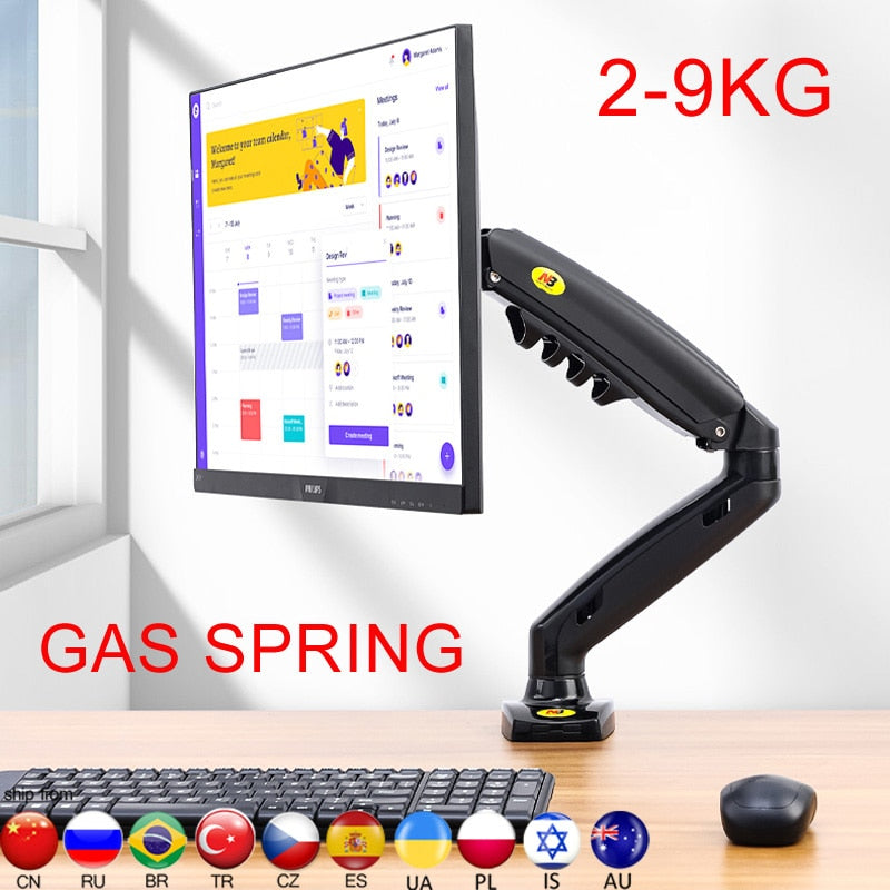 2019 NUEVO NB F80 Desktop17-27 "LCD LED Monitor Soporte Brazo Resorte de gas Movimiento completo Gas Strut Flexi TV Mount Carga 2-9kgs