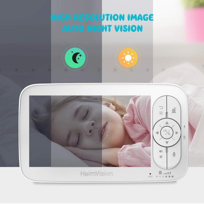 HeimVision HM136 Monitor de sueño para bebés con cámara 720P Video 5 pulgadas Pantalla LCD Niñera Seguridad Visión nocturna Cámara de temperatura