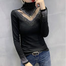 New 2022 Spring Autumn Long Sleeve T-Shirt Fashion Casual Turtleneck Diamond Woman Tshirts Elegant Slim Women's Tops Blusas