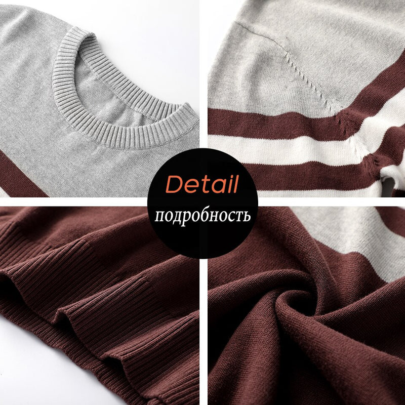 4XL Men 2020 Autumn New Casual Striped Thick Fleece Cotton Sweater Pullovers Men Outfit Fashion Vintage O-Neck Coat Sweater Men