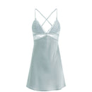 Conjunto de bata Sexy para mujer, ropa de dormir, Kimono de seda sintética, lencería de encaje, camisón, perspectiva suave, regalo de boda nupcial