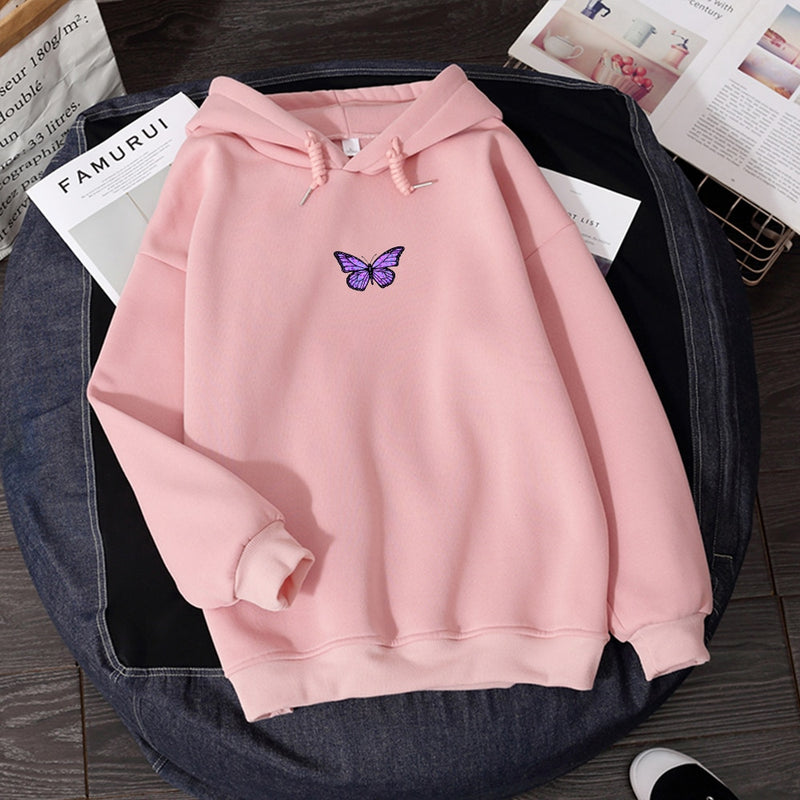 Damen Sweatshirts Hoody Butterfly HOODIE NEU 2020 Student's Vielseitiges Top Kpop Hiphop Sweatshirt Literarischer Vintage Kapuzenmantel