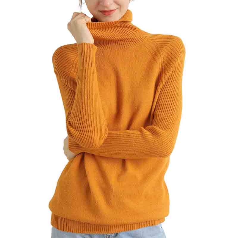 Frauen Rollkragenpullover aus Merinowolle und Kaschmir mit langen Ärmeln Herbst-Winter-Pullover Damen Strickpullover Damen Pullover Pullover