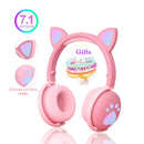 Nette Kinderkopfhörer Drahtlose Ohrhörer, Steuerung LED-Licht Katze Ohr Mädchen Kind Geschenk Bluetooth Gaming Headset Stereo Bass Mit Mikrofon