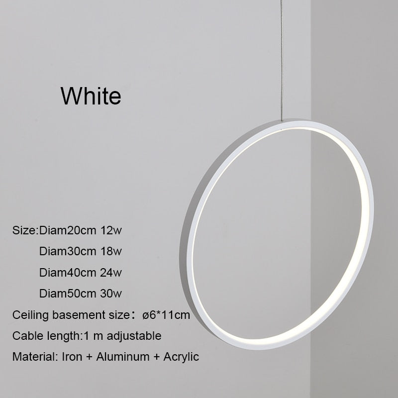 Minimalistischer moderner LED-Kronleuchter beleuchtet runden Ring-Kreis-Pendelleuchte-Haus für Wohnzimmer-Beleuchtungs-Innenbefestigung