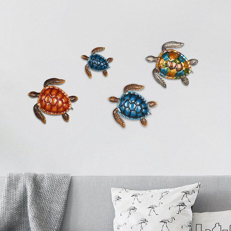 Colorful Turtle Wall Decor Coast Ocean Sea Wall Art Iron Animal Wall Decor Home Bedroom Decoration animal head wall decoration