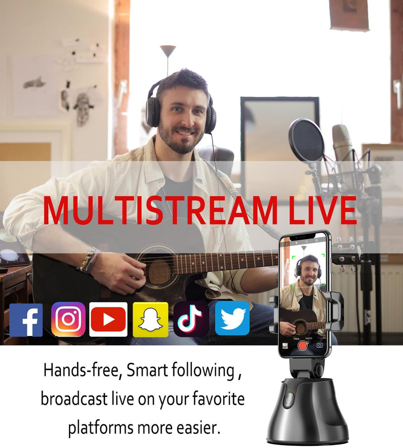 Portable All-in-one Auto Smart Shooting Selfie Stick ,  360 Rotation Auto Face Tracking Object Tracking vlog Camera Phone Holder