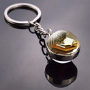 Animals Keychain Cat Dog Bear Peacock Rabbit Squirrel Phoenix Double Side Glass Ball Pendant Keyring