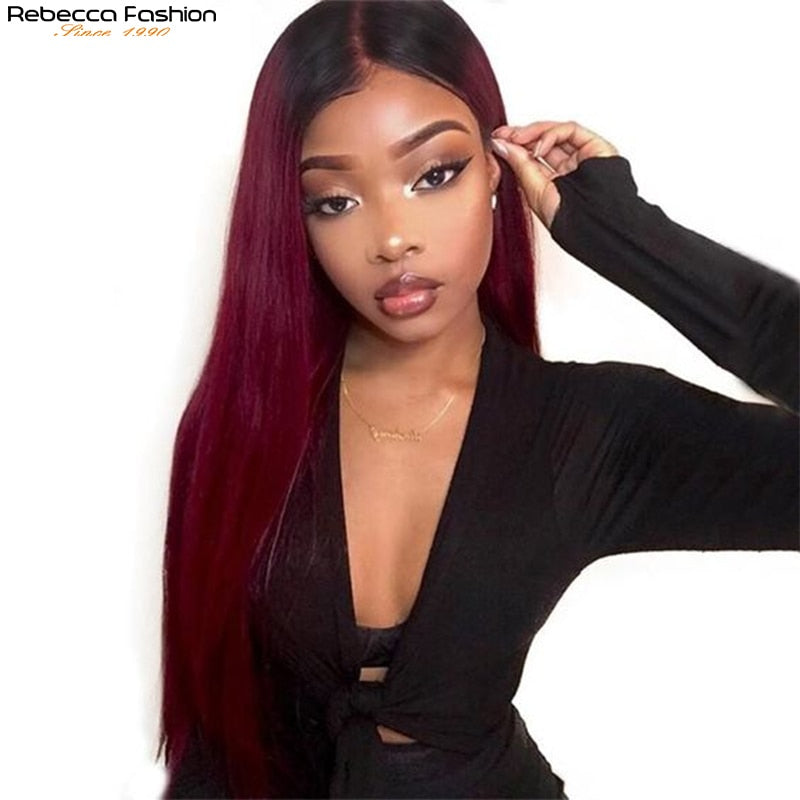 Burgund HD Transparent Lace Front Echthaar Perücken Ombre 99J Gerade Lace Frontal Perücke für Frauen Pre gezupfte 13x1x6 Lace Perücke