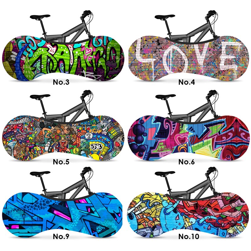 HSSEE graffiti series elastic bicycle indoor dust cover elastic fabric bicycle tire cover 700c 26&quot;-28&quot; road bike accessories