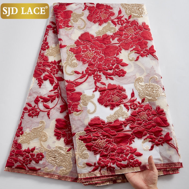 SJD LACE, la más nueva tela de encaje francés, bordado pesado, tela de encaje de malla africana, nuevo diseño, cordones de Organza para boda, fiesta, SewA2078