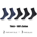 Marca HSS, 100% calcetines de algodón para hombre, 5 pares de calcetines gruesos cálidos de negocios, negro, Otoño Invierno, para hombre, térmicos