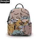 Mini mochila de moda Deanfun, mochila escolar colorida con estampado de cara de línea abstracta, bolso de hombro elegante para mujer, MNSB-31