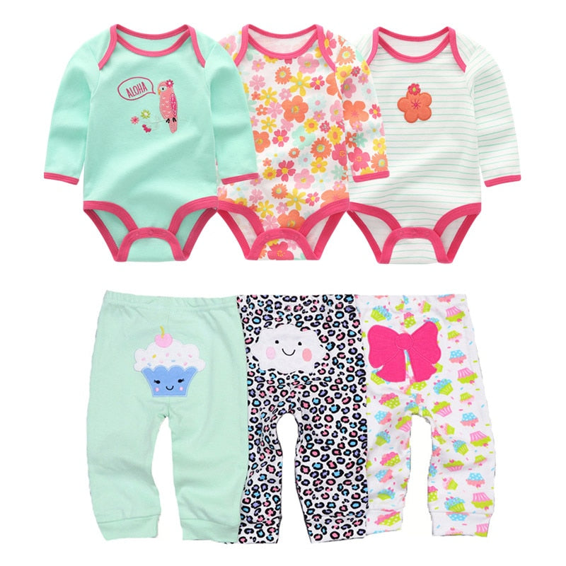 2022 Cotton Baby Girl Clothes Bodysuits+Pants Baby Sets Newborn Clothing Sets Autumn Winter Baby Boy Clothes Roupa de bebe