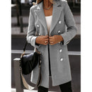 2021 Autumn Winter Jacket Coat Women Women Jackets Coat Solid Color Double-breasted Knee Length Blends Casual Womens Overcoat